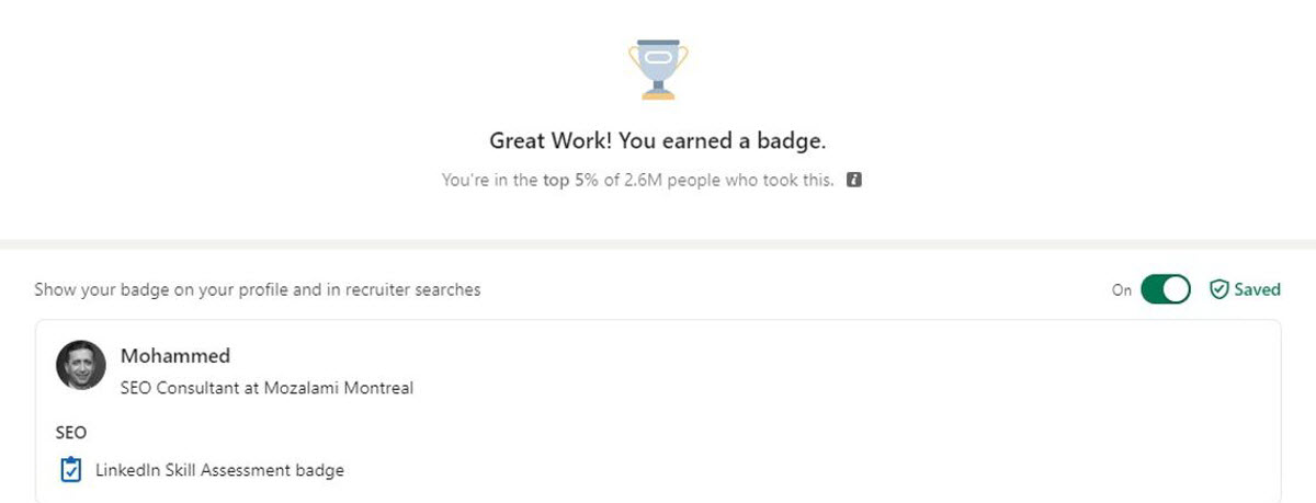 LinkedIn Top 5% Assessment